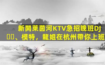 新開萊茵河KTV急招晚班DJ、模特，龍姐在杭州帶你上班